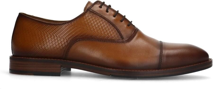 Manfield Heren Cognac leren veterschoenen