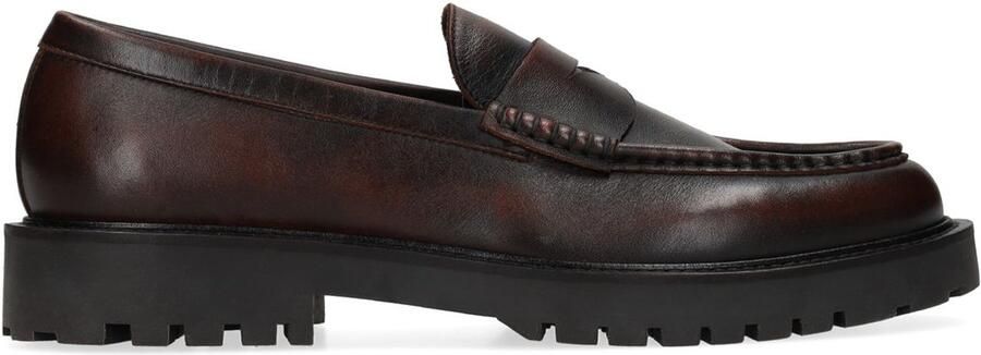 Manfield Heren Cognac washed chunky leren loafers