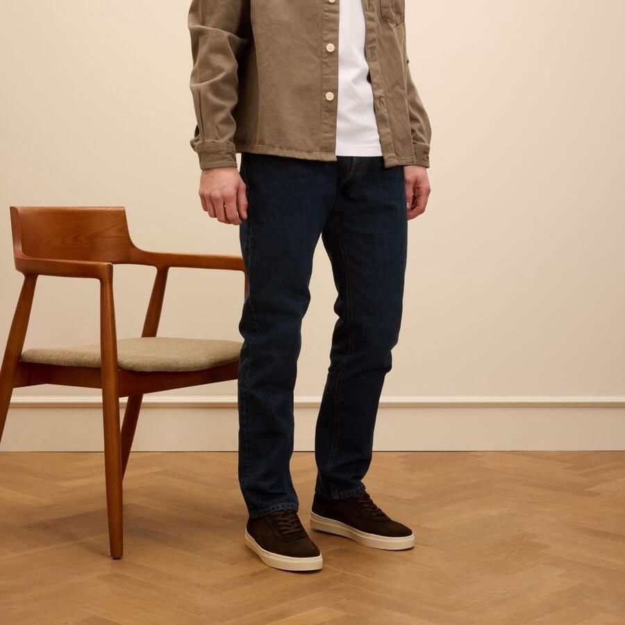 Manfield Heren Donker bruine suède sneakers