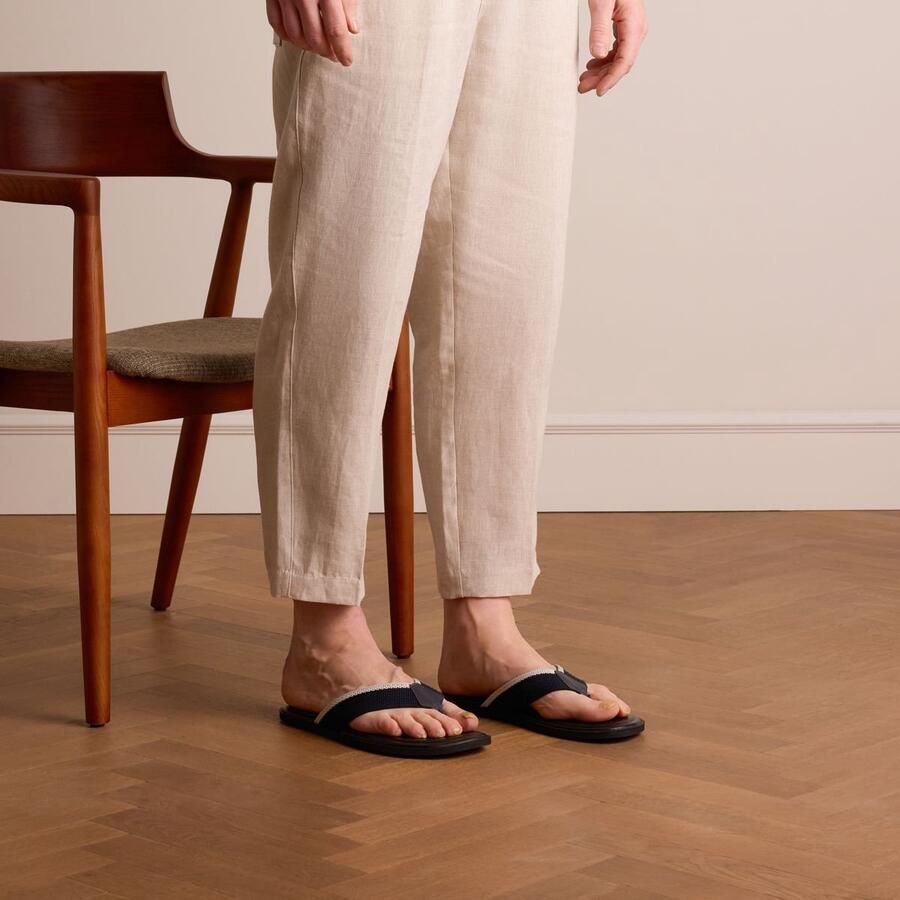 Manfield Heren Donkerblauwe canvas slippers