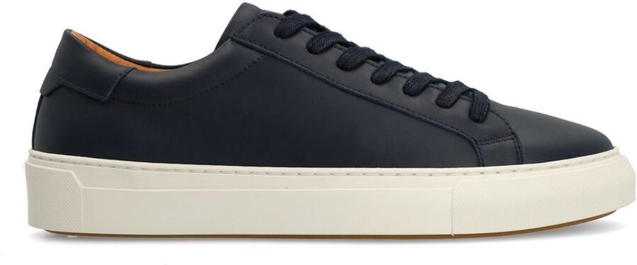 Manfield Heren Donkerblauwe leren sneakers