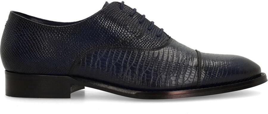 Manfield Heren Donkerblauwe leren veterschoenen