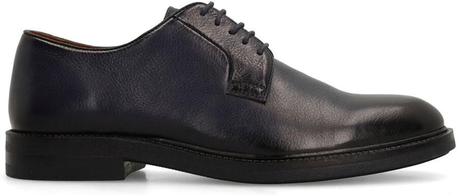 Manfield Heren Donkerblauwe leren veterschoenen