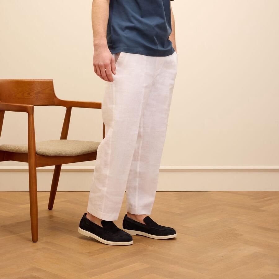 Manfield Heren Donkerblauwe suède loafers