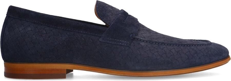 Manfield Heren Donkerblauwe suède loafers