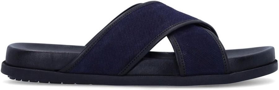 Manfield Heren Donkerblauwe suède slippers - Foto 1