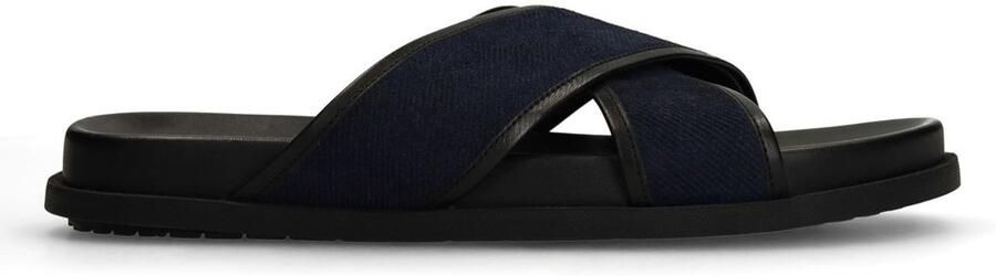 Manfield Heren Donkerblauwe suède slippers - Foto 2
