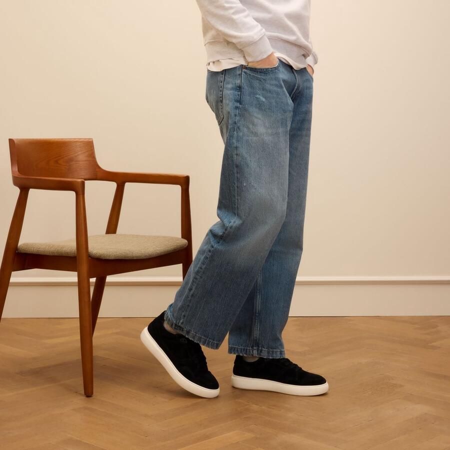 Manfield Heren Donkerblauwe suède sneakers - Foto 2