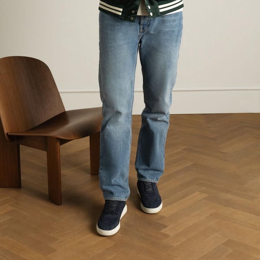 Manfield Heren Donkerblauwe suède sneakers - Foto 2