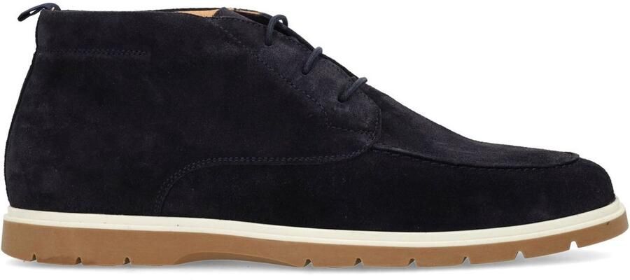 Manfield Heren Donkerblauwe suède veterschoenen