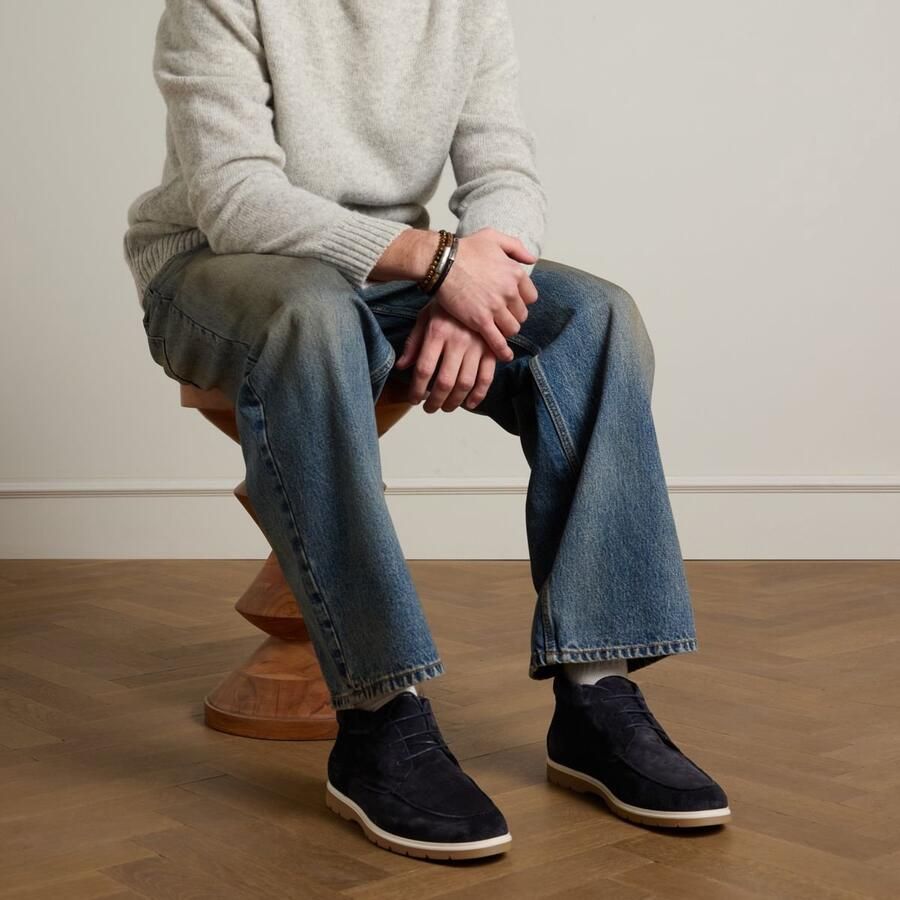 Manfield Heren Donkerblauwe suède veterschoenen - Foto 4