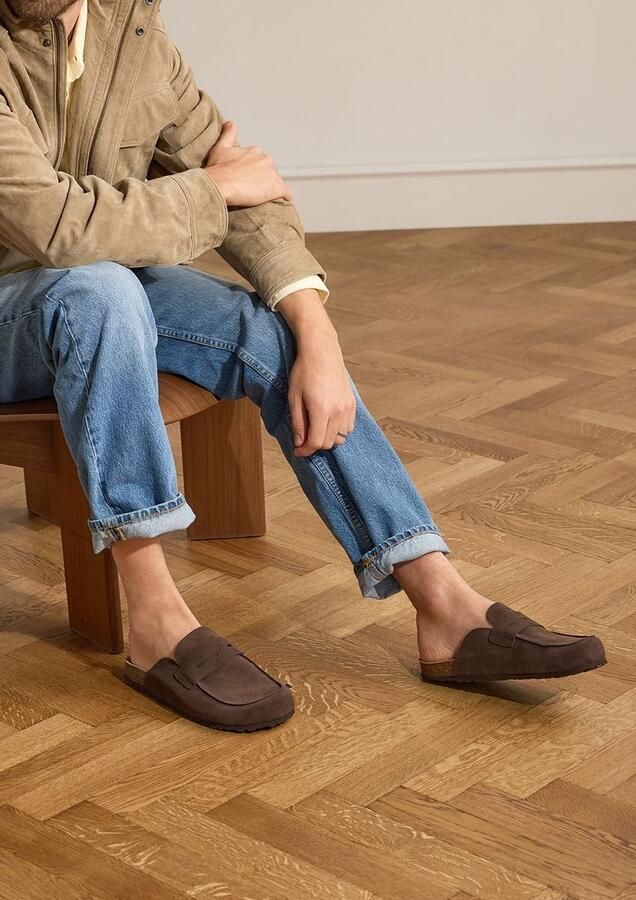 Manfield Heren Donkerbruine suède clogs - Foto 4