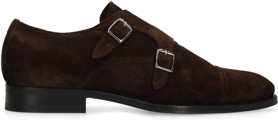 Manfield Heren Donkerbruine suède gespschoenen - Foto 1