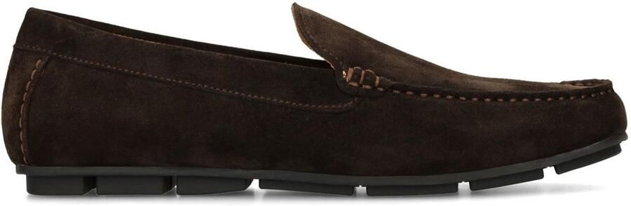 Manfield Heren Donkerbruine suède loafers