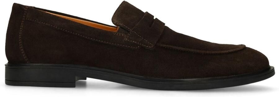 Manfield Heren Donkerbruine suède loafers