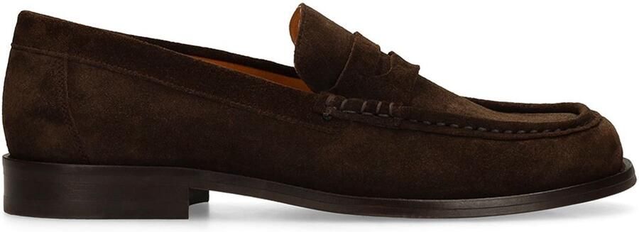 Manfield Heren Donkerbruine suède loafers