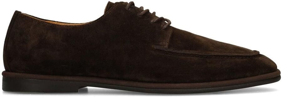 Manfield Heren Donkerbruine suède veterschoenen