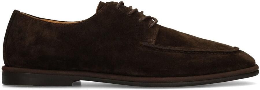 Manfield Heren Donkerbruine suède veterschoenen