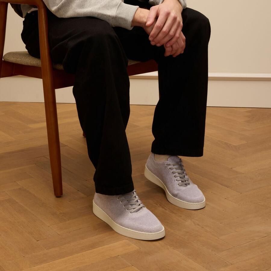 Manfield Heren Grijze knit fabric sneakers