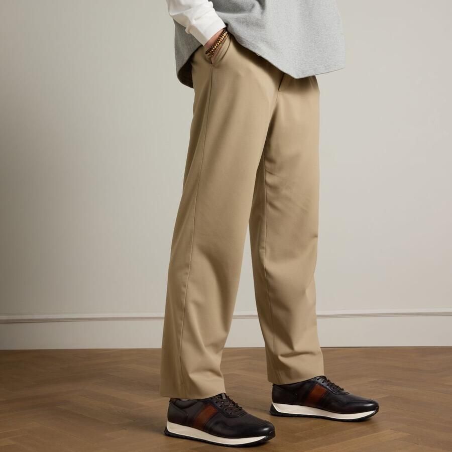 Manfield Heren Grijze leren sneakers