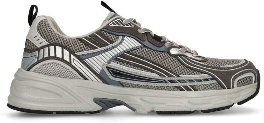 Manfield Heren Grijze sneakers met mesh destails