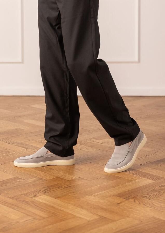 Manfield Heren Grijze suède loafers