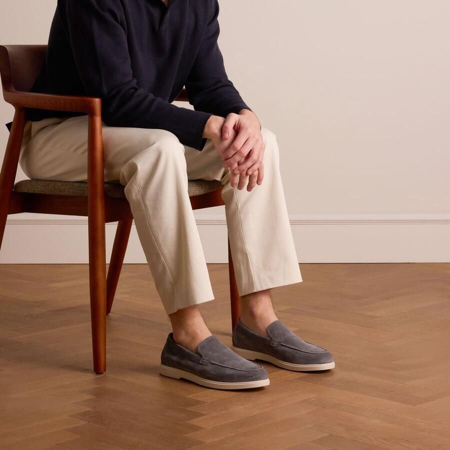 Manfield Heren Grijze suède loafers - Foto 2
