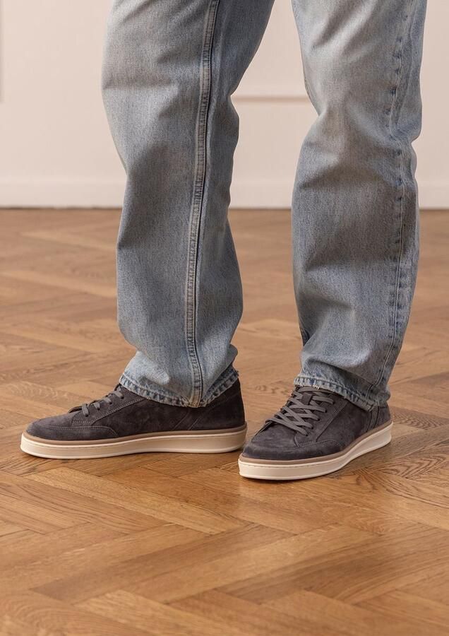 Manfield Heren Grijze suède sneakers