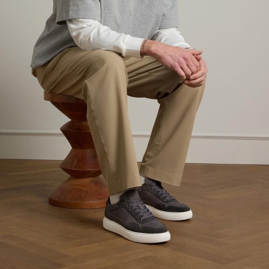 Manfield Heren Grijze suède sneakers