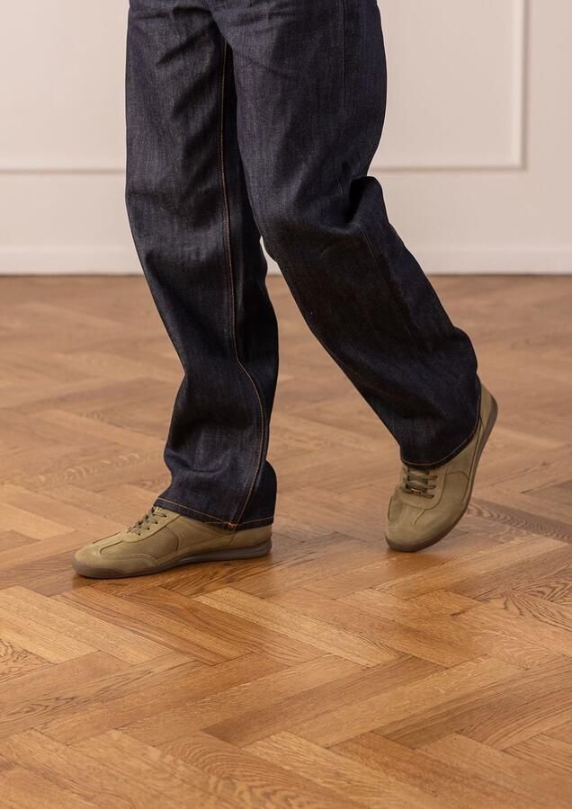 Manfield Heren Groene suède sneakers