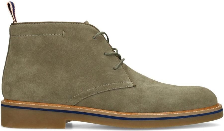 Manfield Heren Groene suède veterschoenen