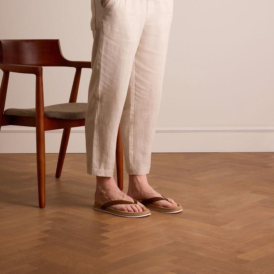 Manfield Heren Leren cognac slippers