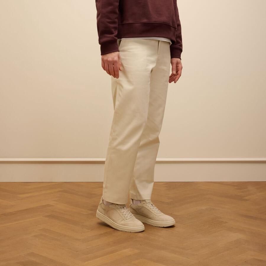 Manfield Heren Licht grijze suède sneakers