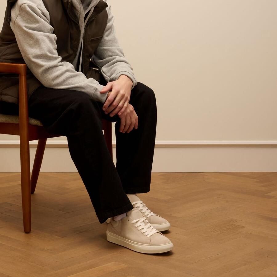 Manfield Heren Licht grijze suède sneakers - Foto 2
