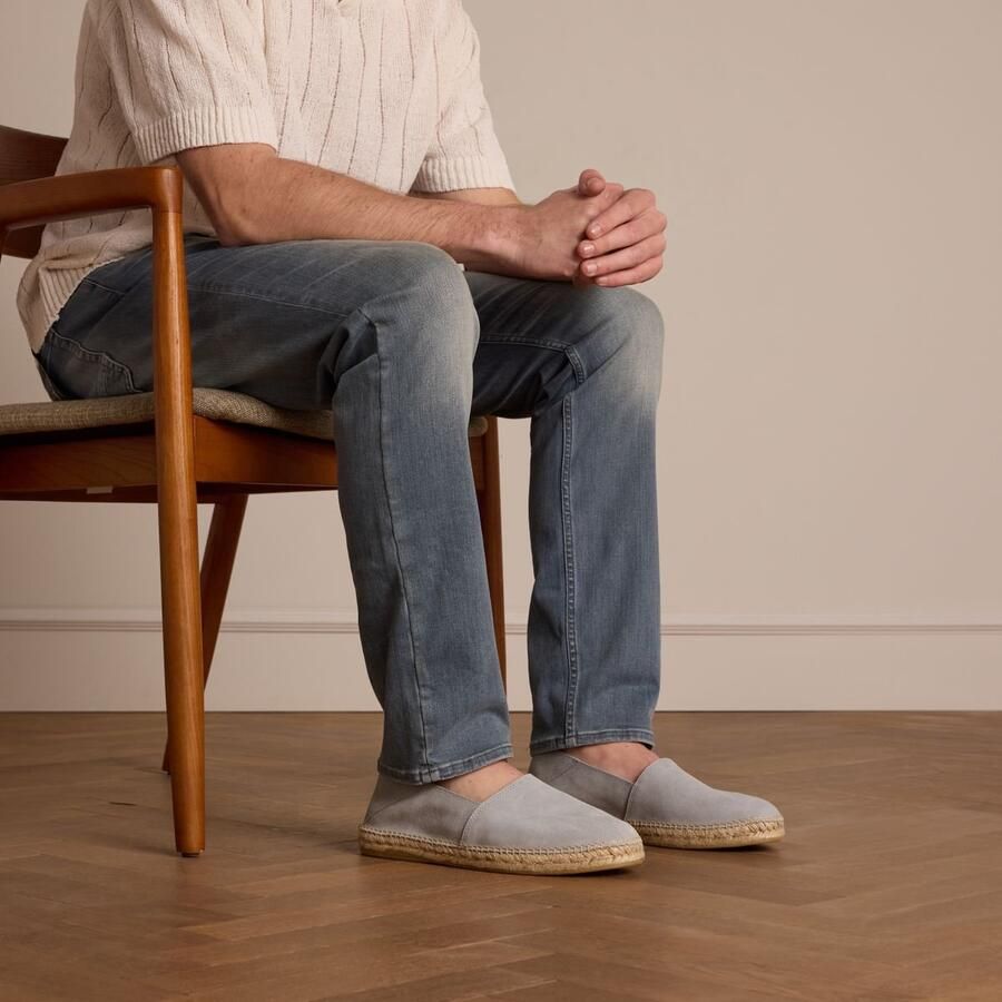 Manfield Heren Lichtblauwe suède espadrilles