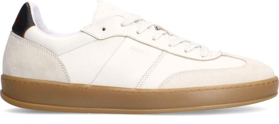 Manfield Heren Off white leren sneakers met suède details - Foto 2