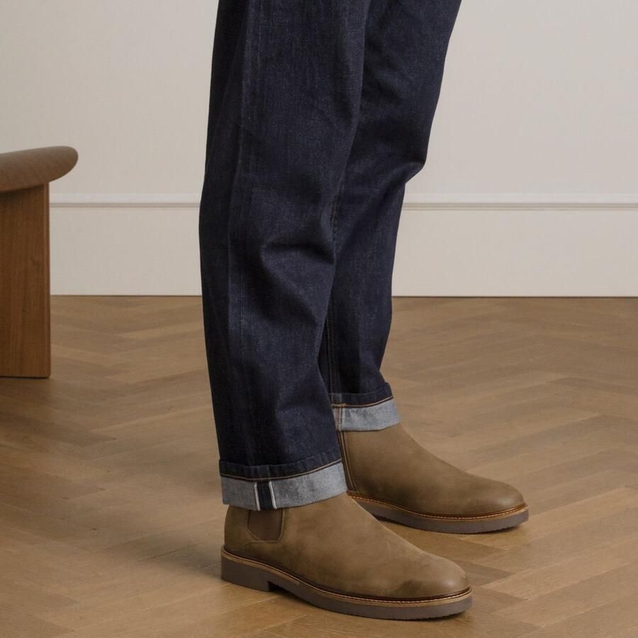 Manfield Heren Donkerbruine nubuck chelsea boots - Foto 4