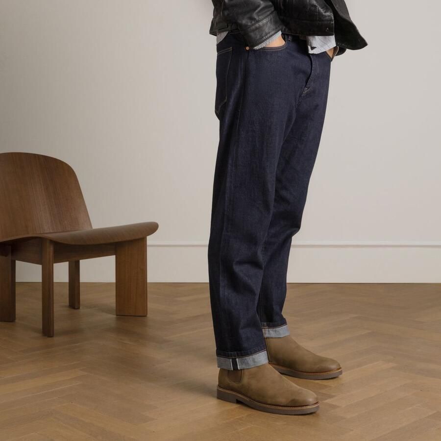 Manfield Heren Donkerbruine nubuck chelsea boots - Foto 4
