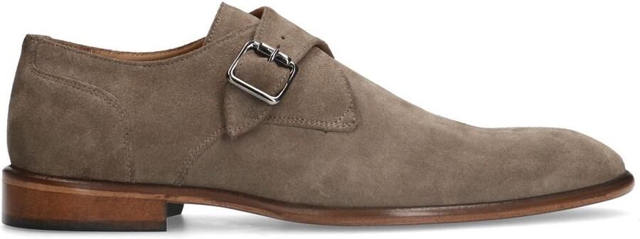Manfield Heren Taupe suède gespschoenen