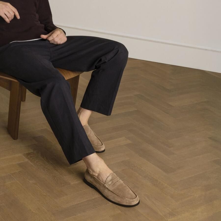 Manfield Heren Taupe suède loafers