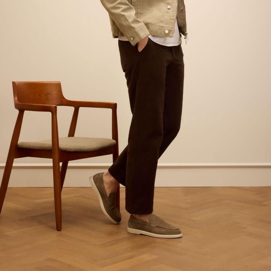 Manfield Heren Taupe suède loafers