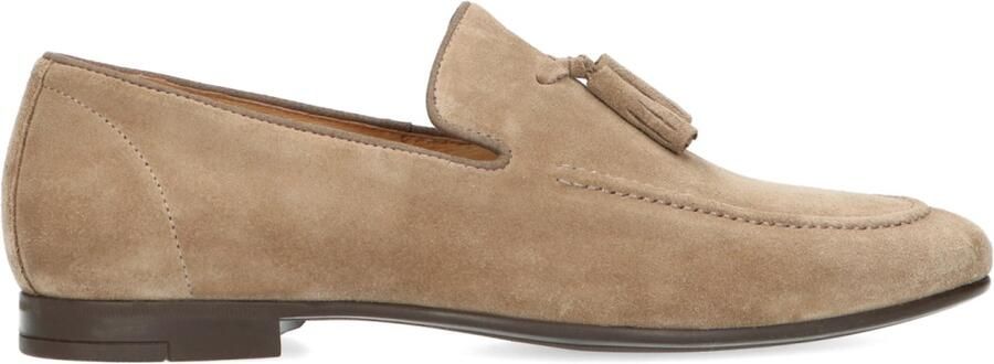 Manfield Heren Taupe suède loafers met kwastjes