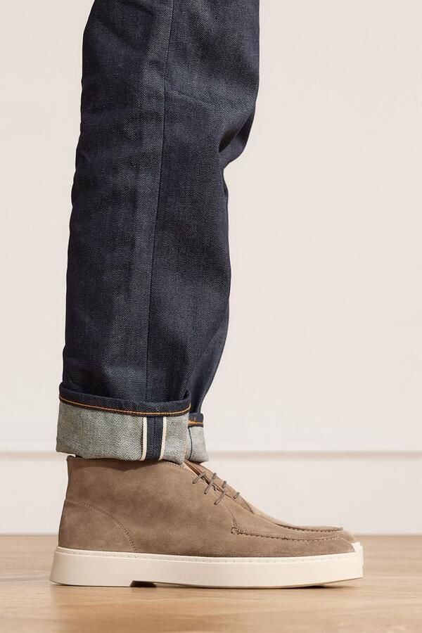 Manfield Heren Taupe suède veterboots