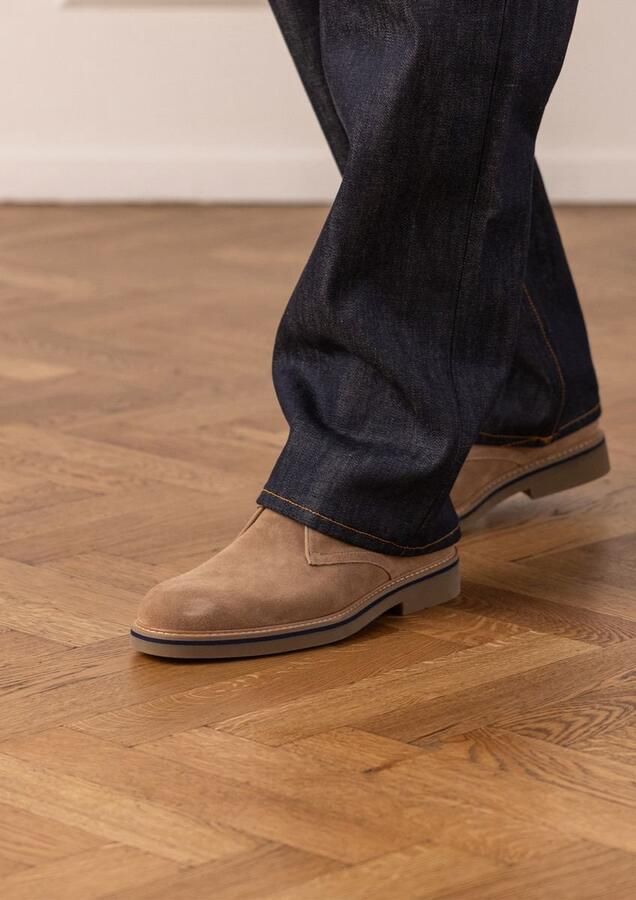 Manfield Heren Taupe suède veterschoenen