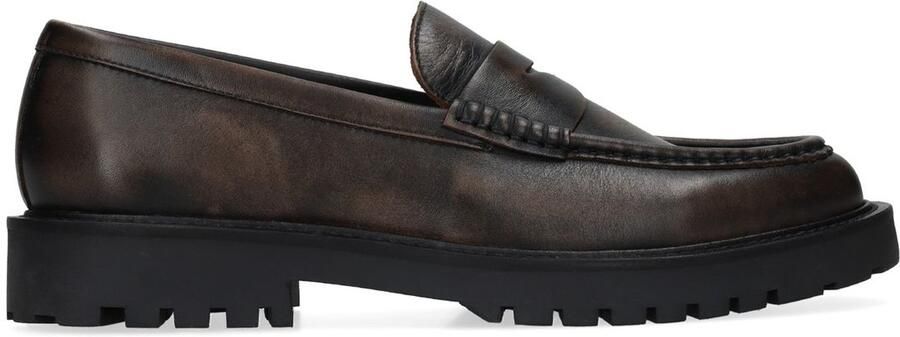 Manfield Heren Taupe washed chunky leren loafers