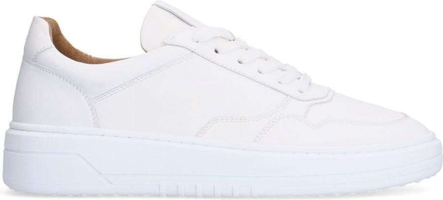 Manfield Heren Witte leren sneakers