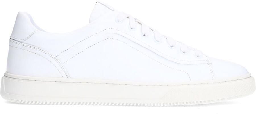 Manfield Heren Witte leren sneakers