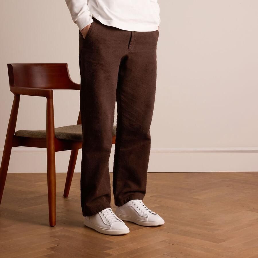 Manfield Heren Witte leren sneakers
