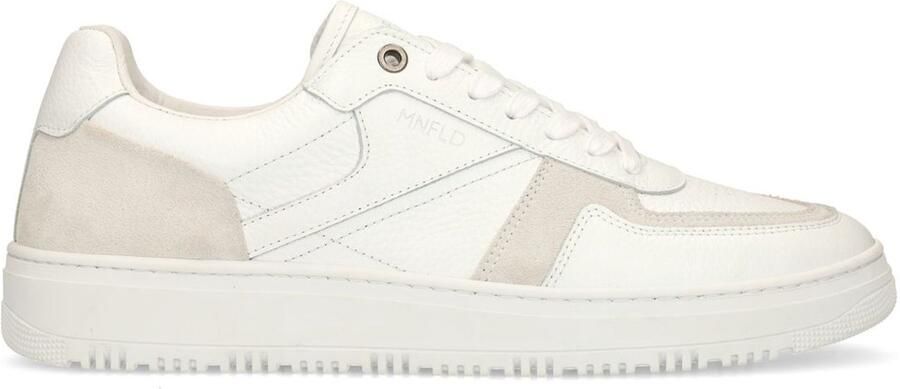 Manfield Heren Witte leren sneakers met suède details - Foto 3
