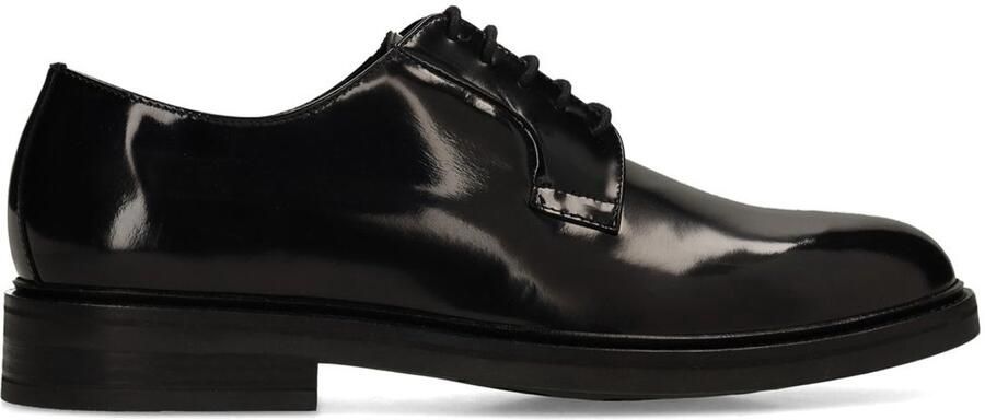 Manfield Heren Zwarte lak leren veterschoenen